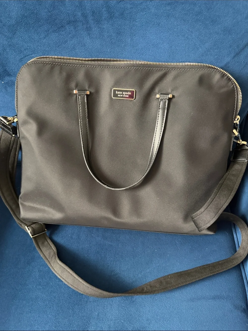 Kate Spade Black Nylon briefcase tote with Crossbody Strap